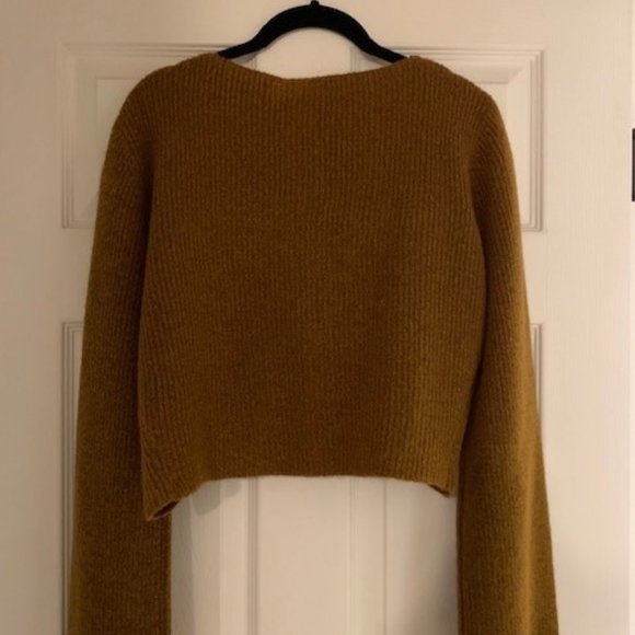 NWT Double Zero Brand Crop Tie Short Cardigan Sweater - Rich Caramel Color NEW! - Picture 4 of 8